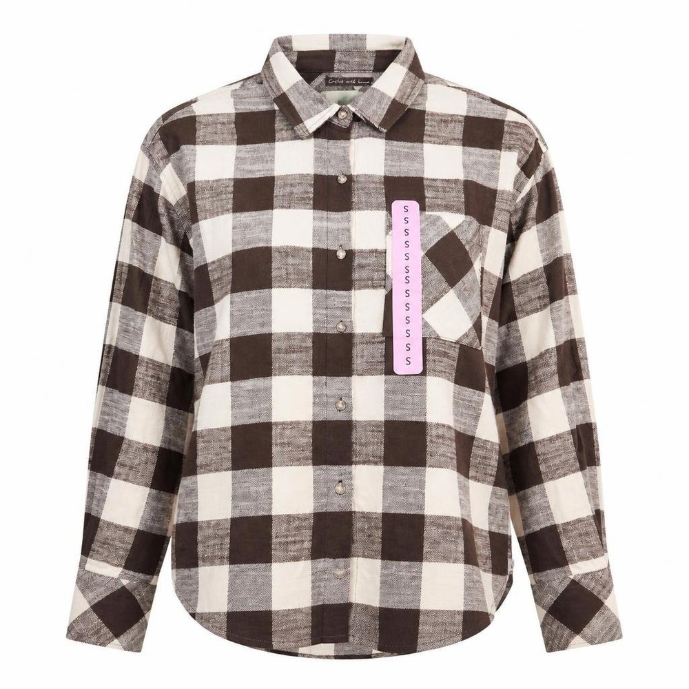 Scotch & Soda Flannel Shirt Womens S Plaid Tan Brown Heritage Amsterdam Preppy